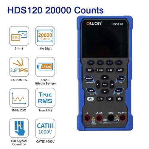 OWON-Oscilloscope Multimètre HDS,4.5 Chiffres,20000/60000 Comptes,True RMS,1MHz,1CH,Voltmètre Courant AC DC - Type 20000 HDS120