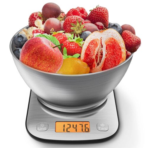 Kalanka-Balance De Cuisine Digitale Poids Grammes Et Oz Avec Ipx6 Waterproofbalance De Cuisine Numérique Professionnelle En Acier Inoxydable 11lb/0.01oz Avec Bol Pour La Cuisson Au Four