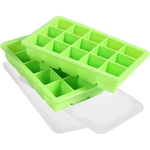 15 Compartiments,Lot De 2 Grands Bacs À Glaçons En Silicone Avec Couvercle,Empilables Et Peu Encombrants