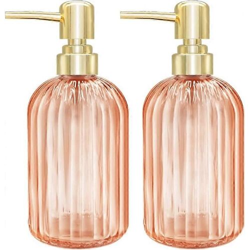 Nouveau,adapté ensemble de 2 distributeur de savon de cuisine en verre avec pompe,distributeur de savon pour les mains transparent,distributeurs de savon à vaisselle de lotion