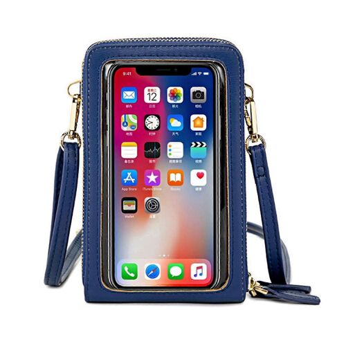 Portefeuille Mobile À Bandoulière À Écran Tactile,Sac À Bandoulière Blindé Avec Fente Pour Carte,Sangle Réglable,Dames,Bleu Royal
