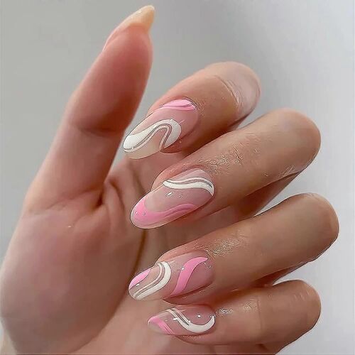 48 Pcs Presse Brillante Sur Les Ongles,Faux Ongles Stiletto Moyens,Faux Ongles Avec Colle Pour Les Femmes Et Les Filles