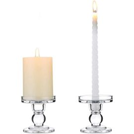 2 pcs chandelier en verre et support de pilier,support de bougies de fenêtre en cristal de 8 cm de haut,pour le mariage et