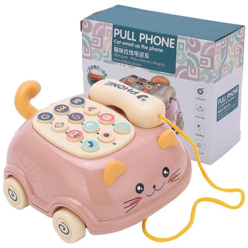 Enfants Mignon Téléphone Portable Jouet 16 Fonctions Différentes Enfants Simulation Chat Téléphone CarPink