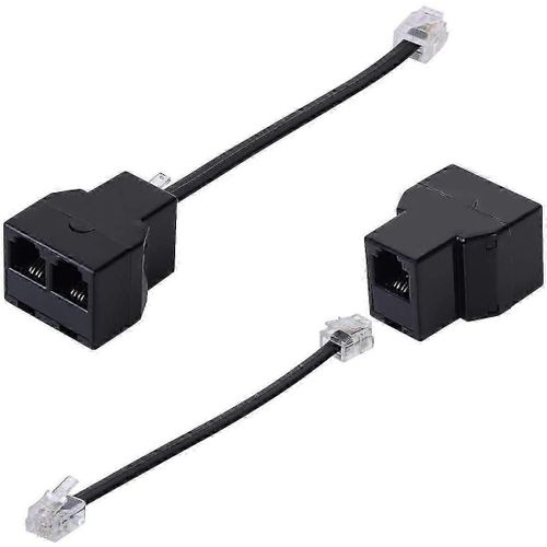 Adaptateur de câble de ligne téléphonique - Répartiteur de téléphone RJ11 (paquet de 2 noir)