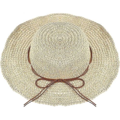 Chapeaux De Soleil Pliable À Large Bord Paille Chapeau De Plage D'été Pour Femmes Filles,Beige,Taille Unique