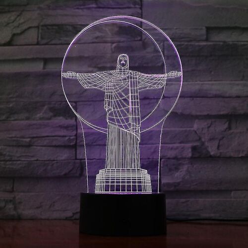 Brésil Salvation Christ Statue 3d Led Night Light Chambre À Coucher Lampe De Table Changement De Couleur