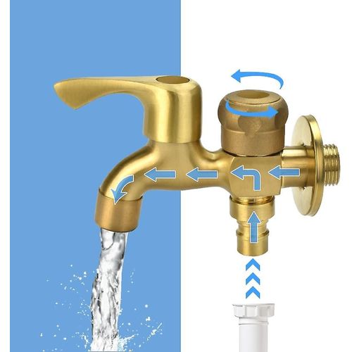 Double Robinet 1/2 ""Robinet de jardin Robinet extérieur en laiton Jardin Anti-givre Double Sortie Robinet Lavage