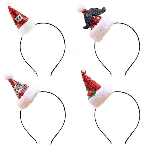 Bandeau De Noël 4 Pcs Noël Nouveauté Chapeaux Père Noël Chapeau Tête Cerceau Noël Bande De Cheveux