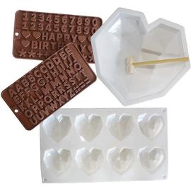 Diamant Silicone Moule À Gâteau Ensemble Amour Moule Moule Diy Diamant Coeur Silicone Gâteau Moule Plateaux