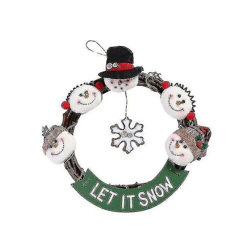 Nouvelle décoration de Noël en rotin anneau pendentif père Noël bonhomme de neige petit ornement de guirlande en rotin