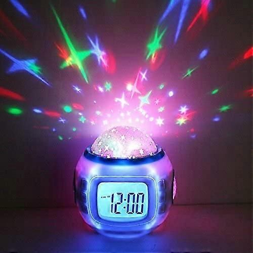 Réveil & Projecteur LED Ciel Étoilé (Numérique) 10 Melodies - Horloge Veilleuse Aide au Sommeil pour Bébé