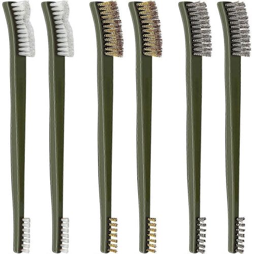 6pcs petite brosse métallique brosse en laiton à double extrémité brosse métallique en acier inoxydable pour le nettoyage