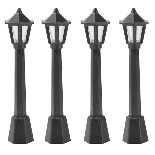 générique 4 pcs mini lampadaire poteau modèle train lampadaire poteau lumières miniature village de Noël sentier