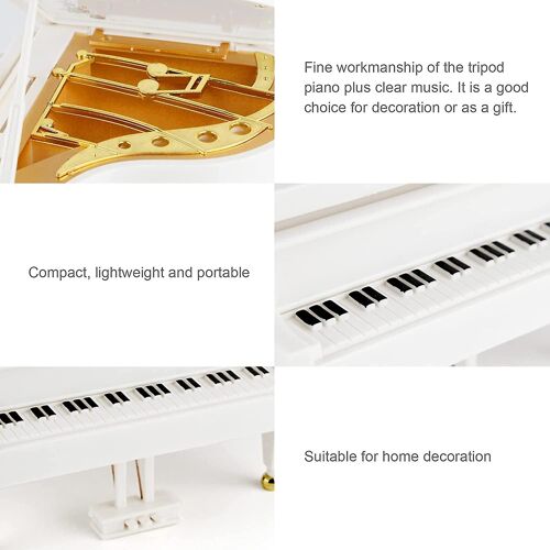 Boîte à musique Blanc Grand piano Boîte à musique Décoration Classy Clockwork Boîte à musique Cadeau pour Noël