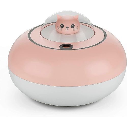 Humidificateurs mignons pour chambre à coucher à la maisonMini humidificateurs de 300 ml avec lumière LED à 7 couleurs,arrêt automatique de synchronisation,2 modes de brume Humidificateur d'air Kawaii