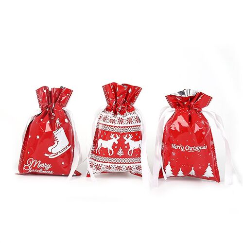 Sacs-Cadeaux De Fête De Noël Avec Cordon De Serrage Sacs D'emballage Cadeau De Noël