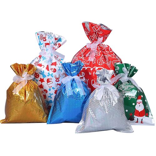 Sacs cadeaux de Noël Cadeaux de Noël Sacs d'emballage de bonbons avec liens en ruban et