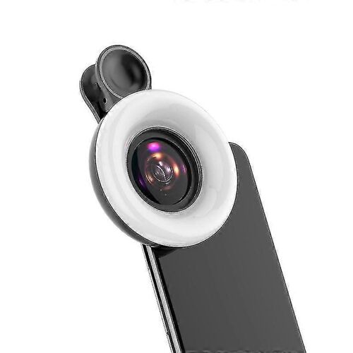 Téléphone portable noir Lumière de remplissage 15x Macro Objectif Portable Selfie Led Anneau Flash Lumière Téléphone Selfie Lampe Anneau Universel Clip Lumière