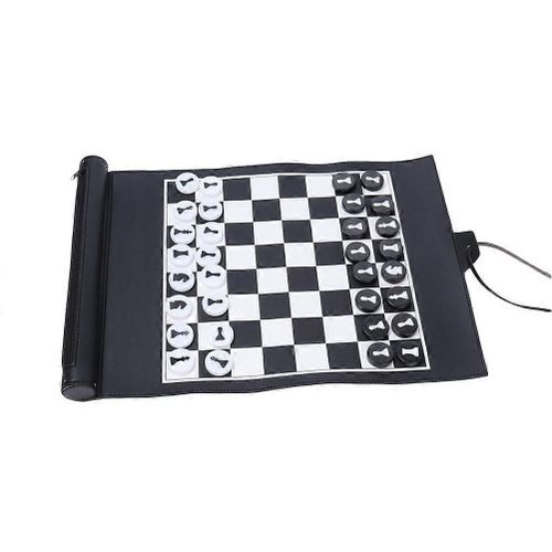 Ensemble D'échecs Portable Voyage Jeux De Société Ensemble De Jeu D'échecs En Cuir Pu Roll Up Pour Enfants Adultes