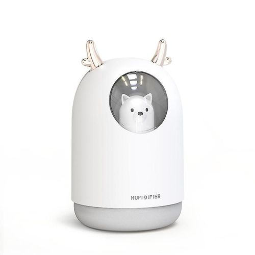 Humidificateur d'air ultrasonique silencieux pour chambre de bébé, 7 couleurs de lumière, arrêt automatique après 12 heures, 300 ml, USB, blanc