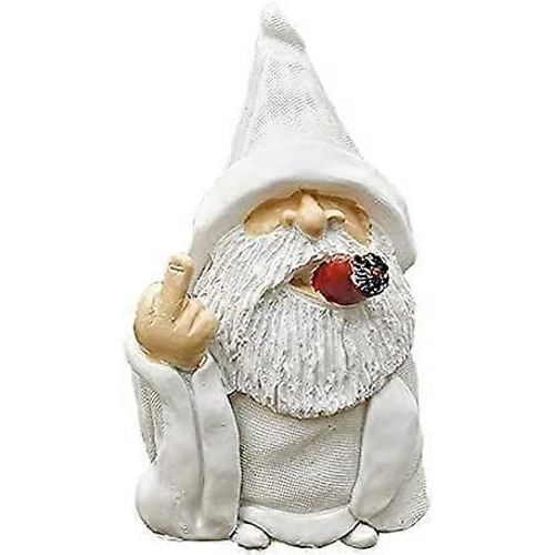 Statue De Jardin - Doigt D'honneur Gnome Fumant - Statue De Jardin En Résine - Statue Décorative