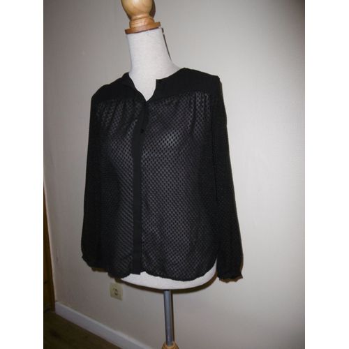 Mango Blouse Plumetis Noir T Xs