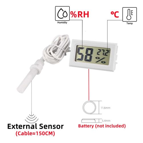 Mini capteur numérique LCD d'intérieur pratique,capteur de température,humidité,thermomètre,hygromètre - Type T RH-White-Cable