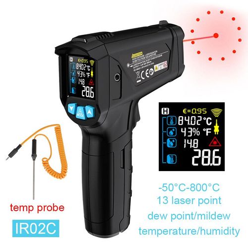 Thermomètre Infrarouge Numérique -50   600 °C /-58 1122 °F Testeur De Température Sans Contact Pyromètre Laser Ir Pyromètres Sans Contact Lcd - Type Ir02c