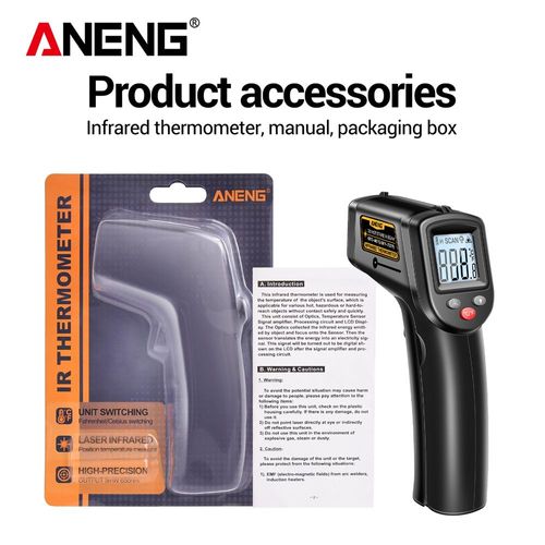 Aneng Th201 Thermomètre Affichage Celsius Thermomètre Infrarouge Numérique Pistolet De Mesure De Température Sans Contact Très Sensible - Type Black
