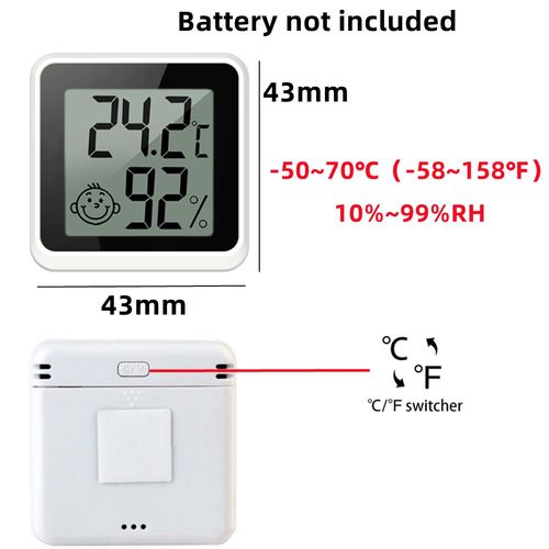 Mini capteur de température d'intérieur numérique LCD,hygromètre,compteur d'humidité,instruments de jauge,thermomètre à câble - Type Mini-C-F-Black