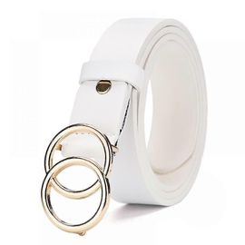 Ceinture Jeans Femme Ceinture Double Boucle Anneau,Double Boucle Ronde Ceinture Femme Blanche