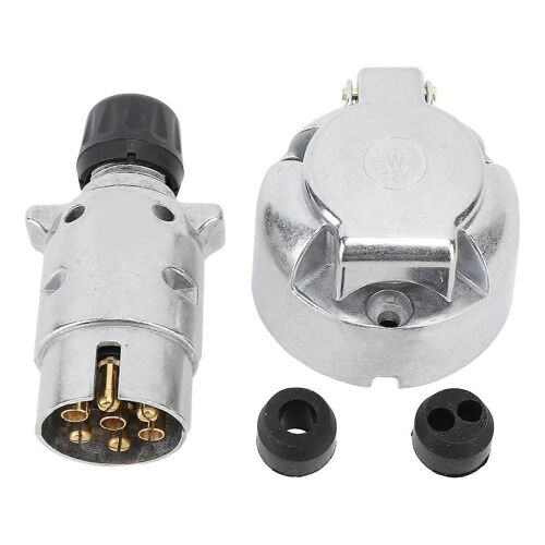 Kit de prise de courant de remorque en alliage d'aluminium DC12V Kit d'adaptateur de connecteur de câblage de prise de courant à 7 broches pour camping-cars