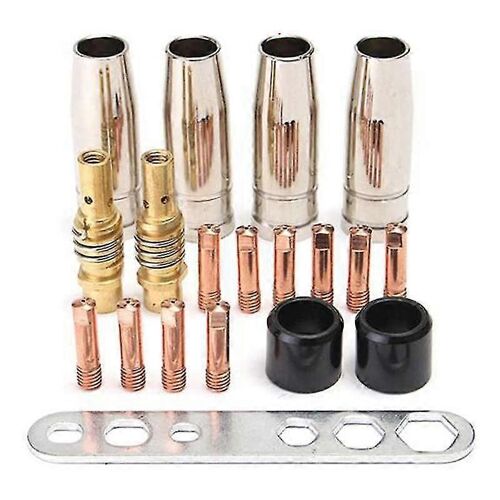 19Pcs Porte-conseils de contact de buse pour outil de soudage semi-automatique de contact de torche de soudeuse Mig pour 15AK