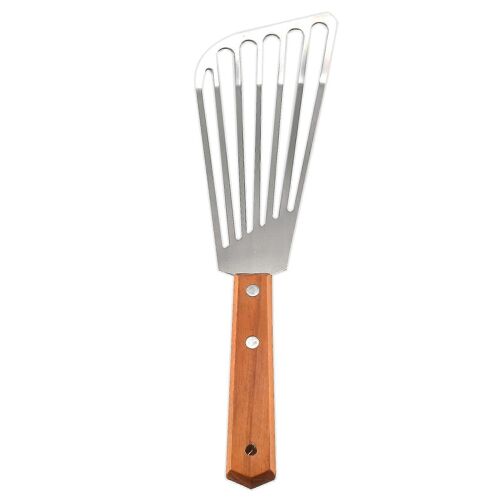 Spatule À Poisson En Acier Inoxydable, Spatule À Poisson À Manche En Bois, Spatule À Fente, Spatule En Métal De Cuisine Compatible Avec La Friture