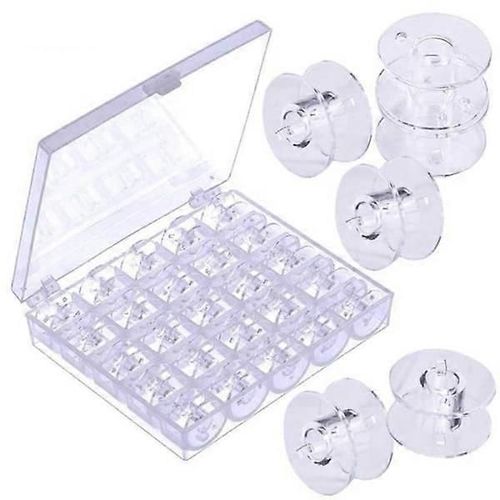 25 bobines de fil de machine à coudre avec boîte de rangement boîte à canette en plastique transparent boîte à fil de machine à coudre boîte vide en plastique transparent