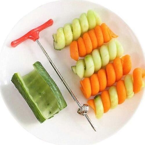 Trancheuse À Spirale Trancheuse À Légumes,Trancheuse À Fruits Racines Argent Taille Unique En Acier Inoxydable Spiraliseur Forme Créative Concombre Rotatif