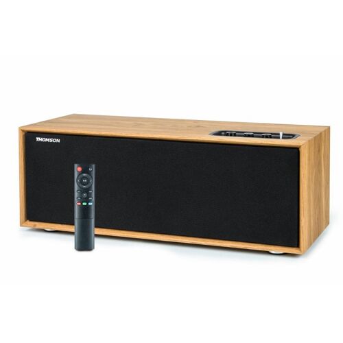 Enceinte Hifi résidentielle 150W en Bois 'Cosy THOMSON WS702 - Entrée TV Audio, câble Optique, Bluetooth 5.0, USB, Egaliseur