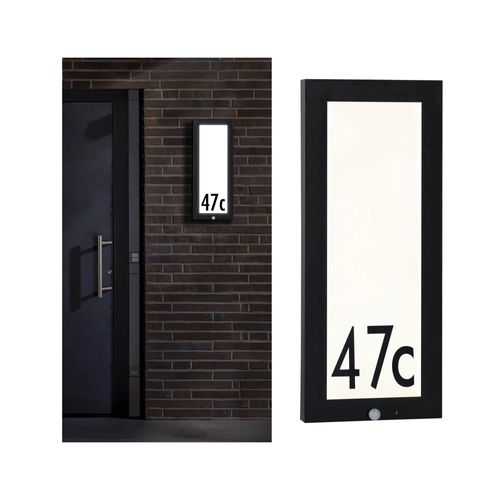 Panneau Ext 230v 20*60cm N° Maison Ip44 10w 800lm Détect Mouv Anthracite