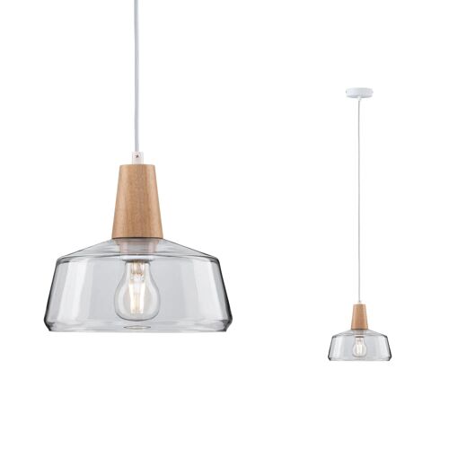 Lum En Susp Neordic Yva Max1x20w E27 Clair/Bois 230v Verre/Bois