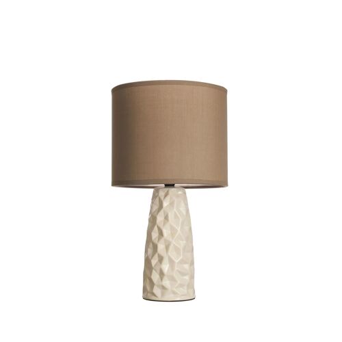 Lampe De Table Fancy Sculpt Max 20w E14 Cream/Stone Grey 230v Fabric/Ceramic