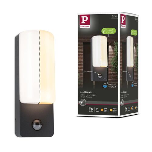 Ext 230v Applique Bonnie 8,5w 800lm 2000-3000k Pir Ip44 Bord De Mer Anthra