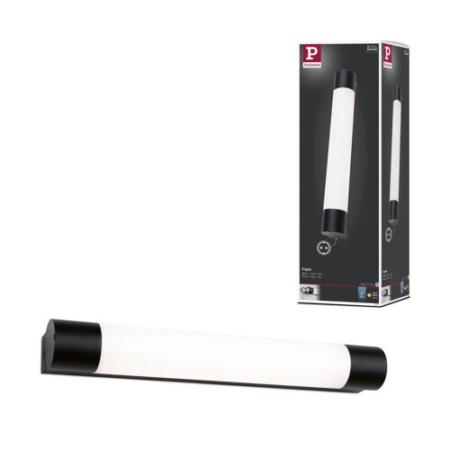 Sdb Applique Orgon 440mm 7,5w 980lm 3000k Prise Intégrée Noir Ip44 230v