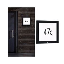 Pan Ext 230v 40*40cm N° Maison Ip44 10w 1200lm Détect Mouv Anthracite