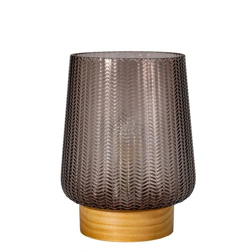 Pauleen Lampe À Poser Fancy Glamour E27 40lm 2700k Pile Min Verre/Bois Taupe