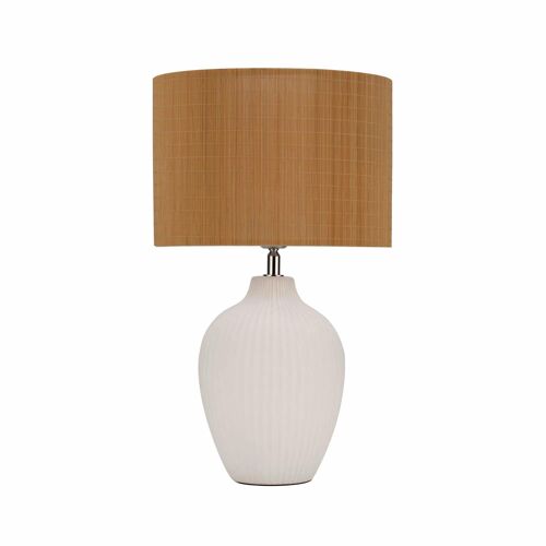 Pauleen Lampe À Pos Timber Glow Max20w E27 Bambou/Céramique Beige/Blanc 230v