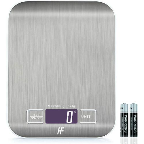 Eryi-Balance De Cuisine Électronique De Haute Précision 5000g/1g Avec Écran Lcd Rétroéclairé, 6 Unités Et Fonction Tare Acier Inoxydable, Piles Incluses