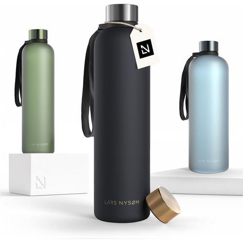 Tzf-Gourde 1l | Bouteille D'eau 1000ml | Gourde De Sport Ultralégère En Tritan | Idéal Pour Le Sport, Le Bureau, Le Yoga, Les Enfants | 2 Couvercles Inclus (Black - Gold, 1000ml)