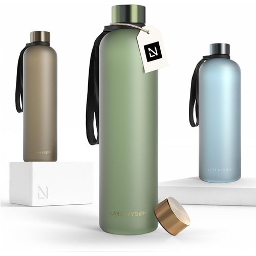 Tzf-Gourde 1l | Bouteille D'eau 1000ml | Gourde De Sport Ultralégère En Tritan | Idéal Pour Le Sport, Le Bureau, Le Yoga, Les Enfants | 2 Couvercles Inclus (Green - Gold, 1000ml)