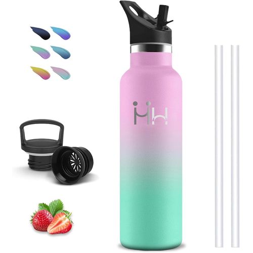 Kalanka-Gourde- 750 Ml- Gourde Isotherme, Gourde Paille Anti Fuite, Gourde Inox, Sans Bpa, Gourde Metal, Double Isolation, Gourde Sport, Avec Poignée, Bouteille D'eau Pour Randonnée, Voyage, Camping,